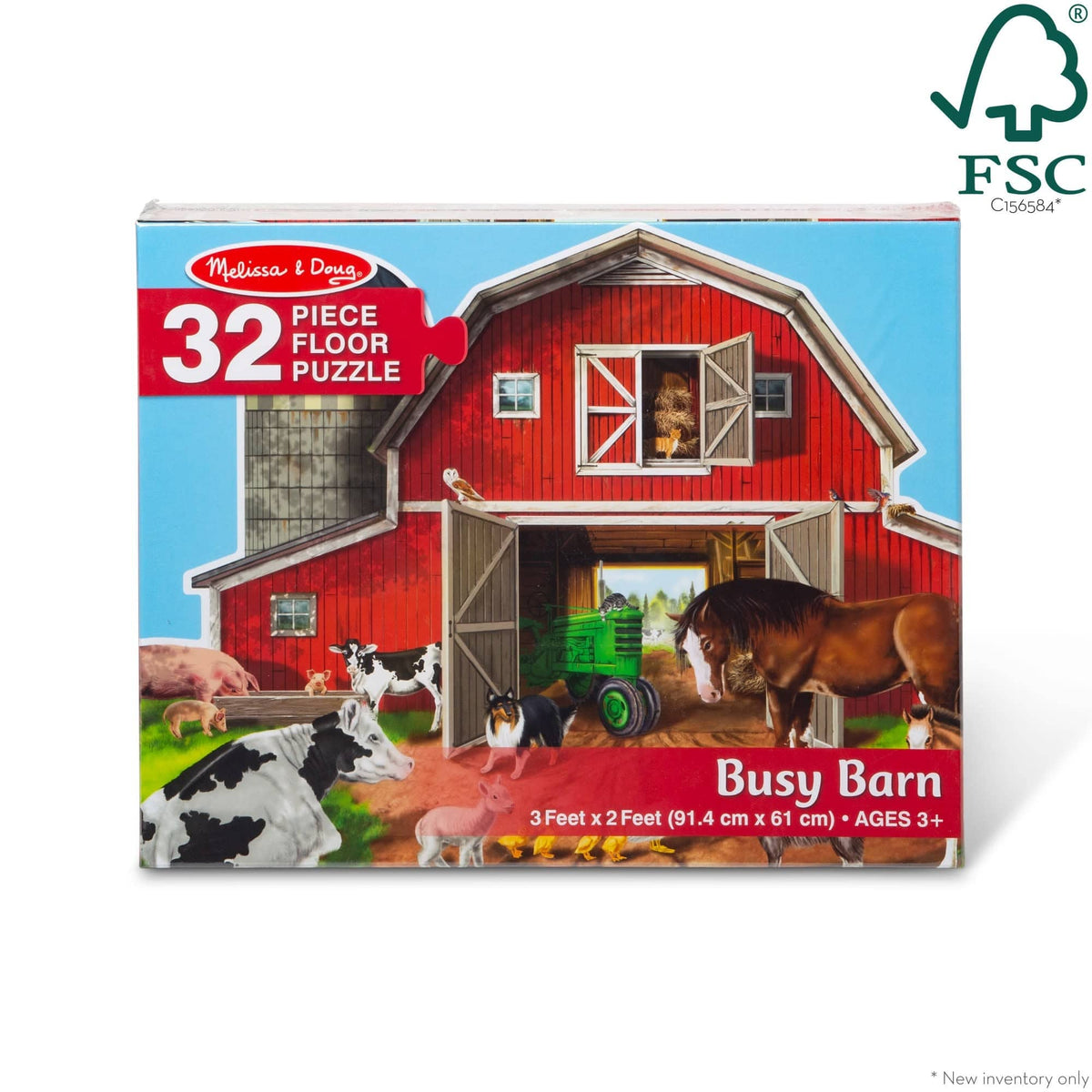 Melissa & Doug Melissa & Doug Busy Barn Shaped Floor Puzzle 32 Pieces - Little Miss Muffin Children & Home