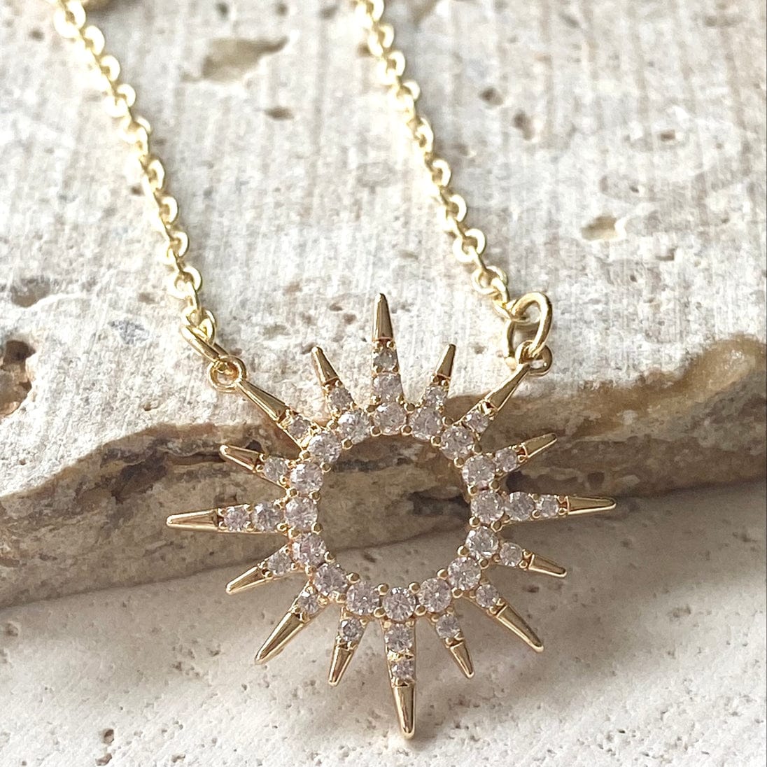 VB&CO Designs Handmade Jewelry Sun Celestial Necklace Minimalist Boutique Salon Jewelry Gold, 18” - Little Miss Muffin Children & Home