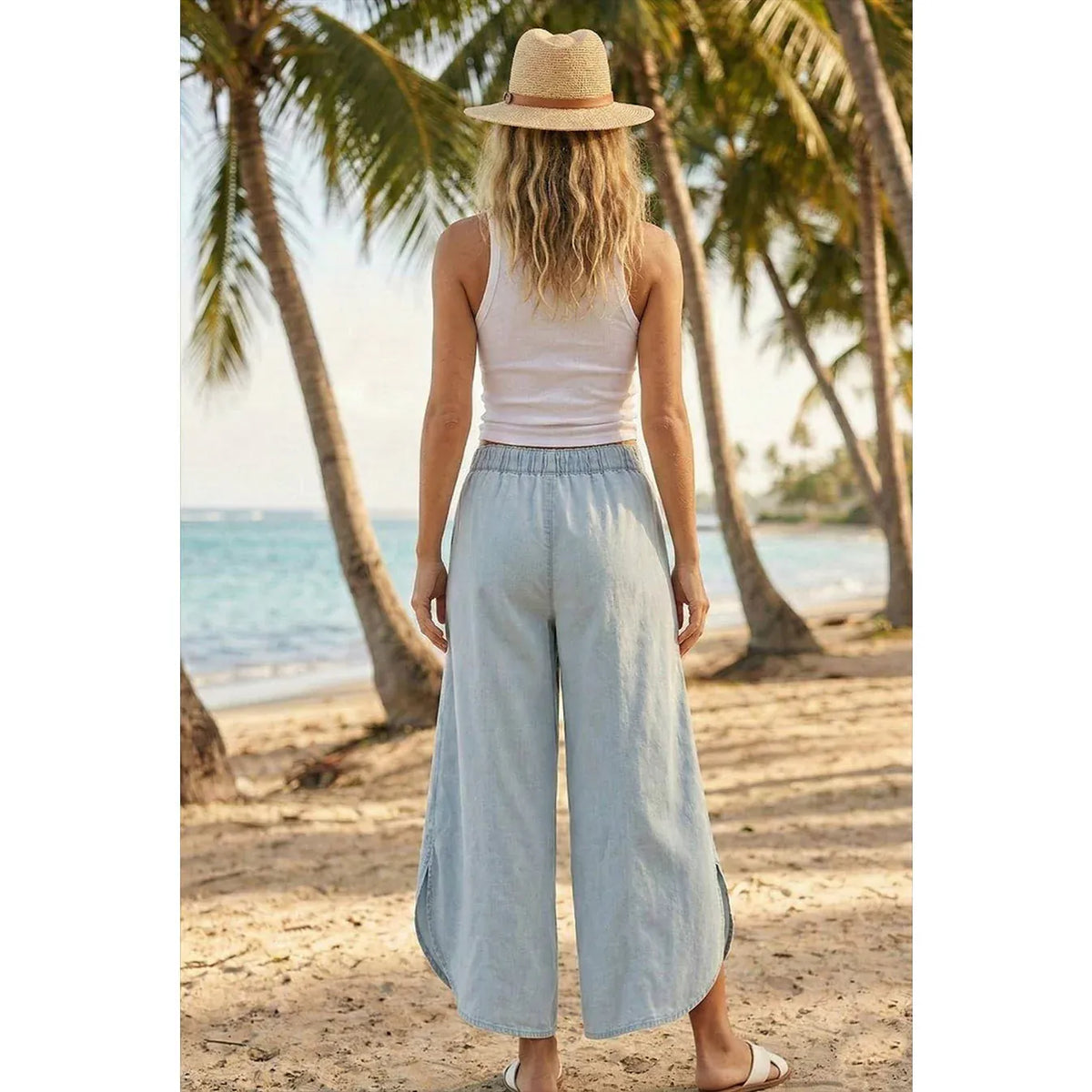 Tulip Cut Washed Denim Relaxed Fit Jeans