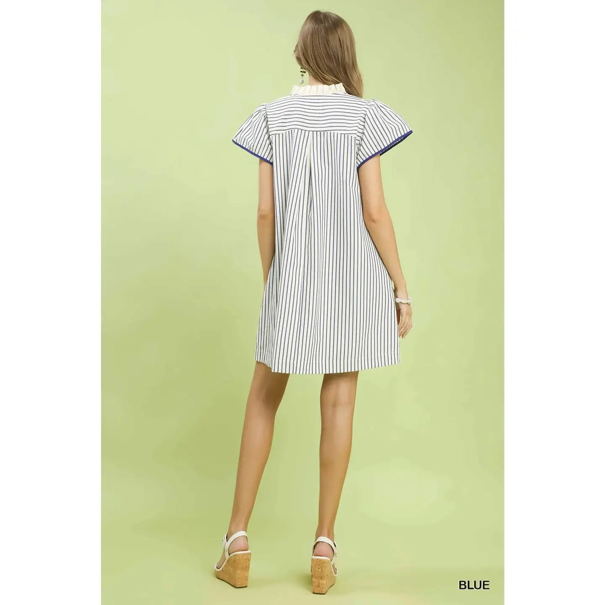 Striped Floral Applique Shift Dress