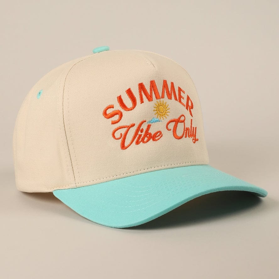 Fashion City Summer Vibe Only Embroidered Two-Tone Trucker Hat, Mint - Little Miss Muffin Children & Home