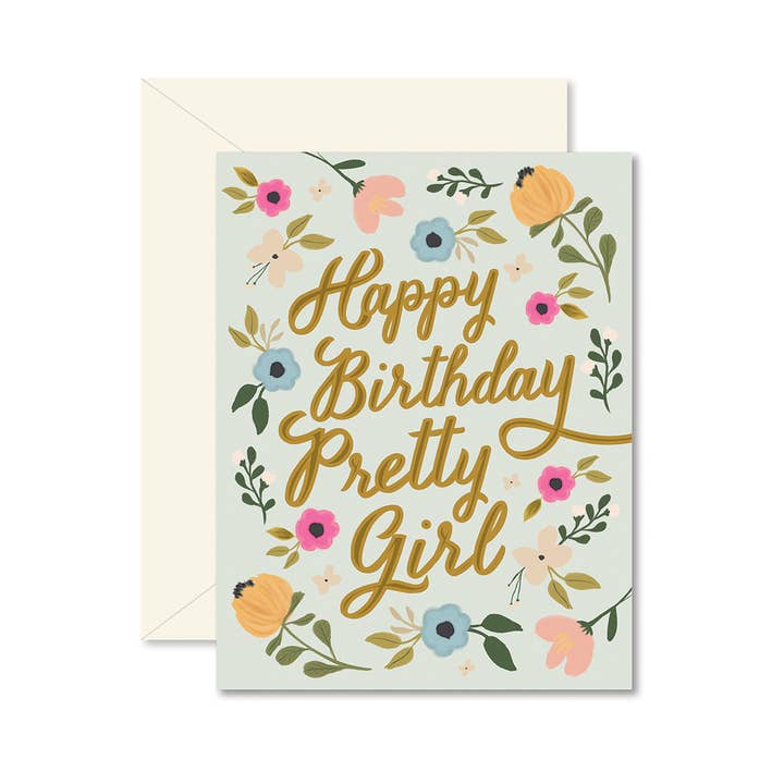 Ginger P Designs Ginger P Designs Happy Birthday Pretty Girl Greeting Card - Little Miss Muffin Children & Home
