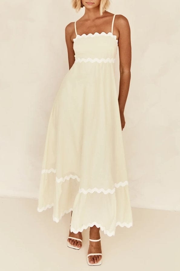 Rosa Clothing Rosa Clothing Ric Rac Tiered Maxi Bandeau Sundress in Lt Yellow - Little Miss Muffin Children & Home