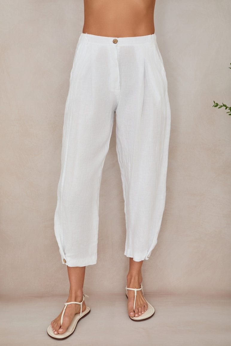 Milio Milano Milio Milano Button Hem Pleated Linen Pants - Little Miss Muffin Children & Home