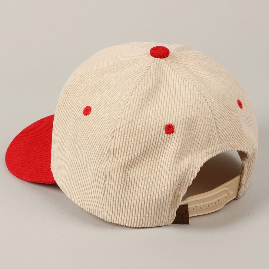 Fashion City Fashion City Love Glitter Bubble Letter Two-Tone Corduroy Cap, Red - Little Miss Muffin Children & Home