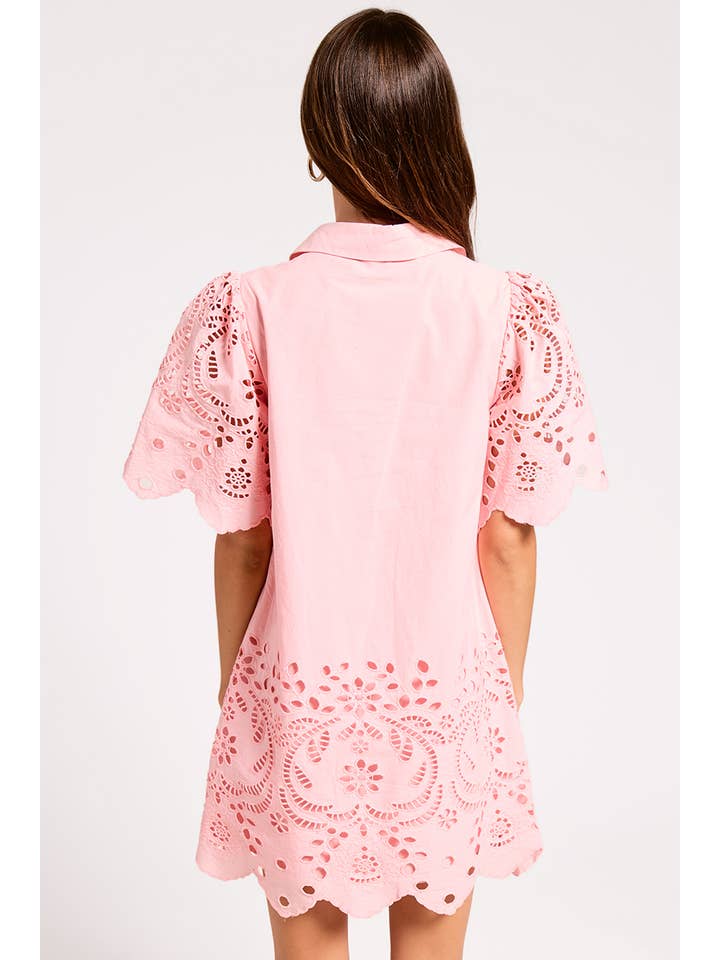 Scallop Embroidered Mini Dress