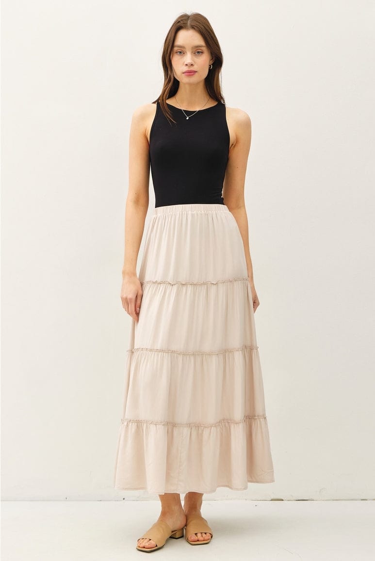 Be Cool Be Cool Tiered Maxi Skirt in Stone - Little Miss Muffin Children & Home