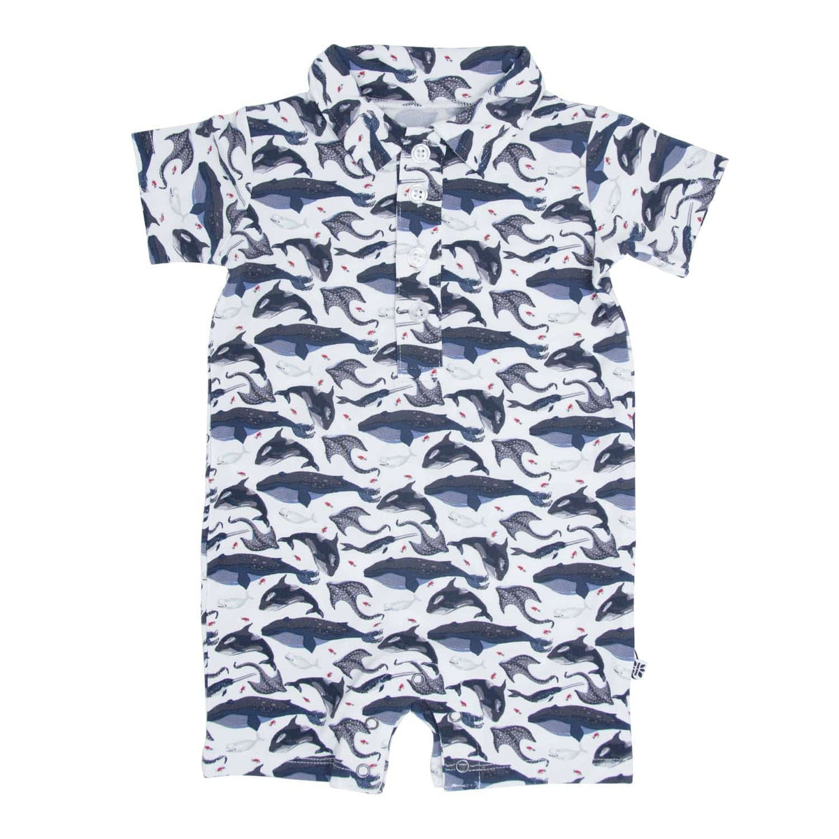 Sweet Bamboo Sweet Bamboo Polo Romper A Whale Of A Tale - Little Miss Muffin Children & Home