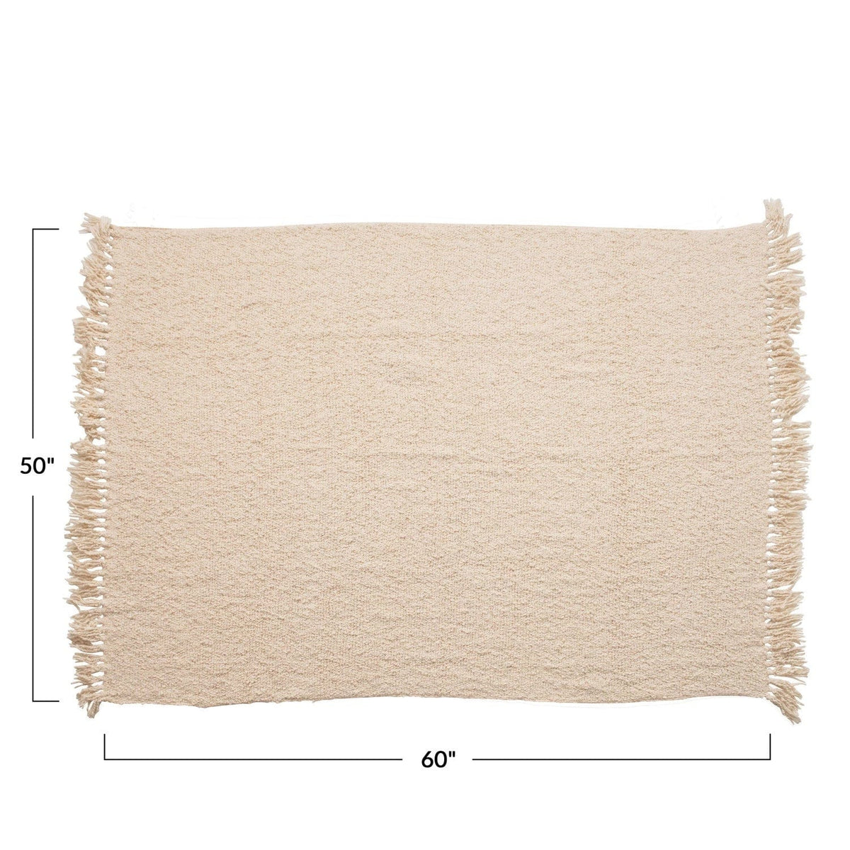 Creative Co-op Creative Co-Op Cotton Blend Bouclé Fringe Throw Blanket, Cream 60x50 - Little Miss Muffin Children & Home
