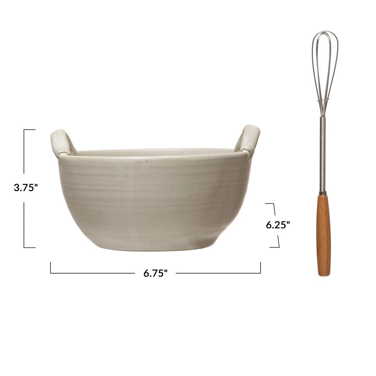Creative Co-Op Creative Co-op Stoneware Bowl and Whisk Set - Little Miss Muffin Children & Home
