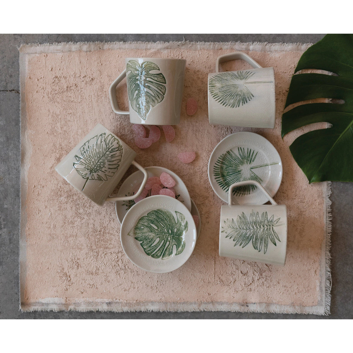 Creative Co-Op Creative Co-op Reactive Crackle Glaze Stoneware Plate with Debossed Leaf - Little Miss Muffin Children & Home