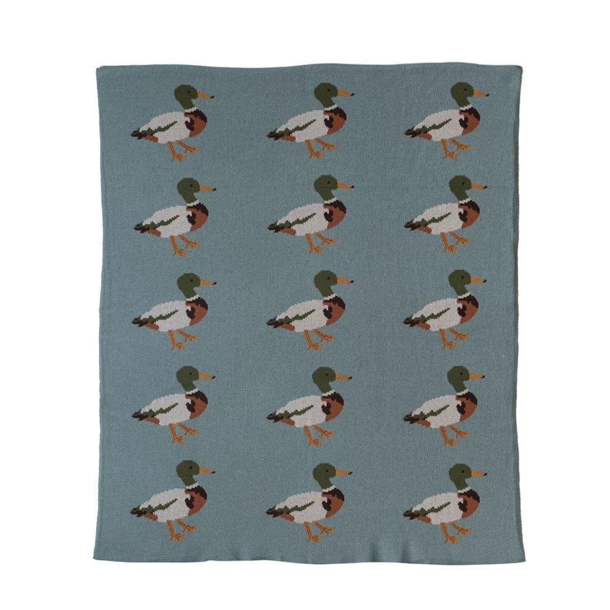 Creative Co-Op Creative Co-op Cotton Knit Baby Blanket with Ducks - Little Miss Muffin Children & Home