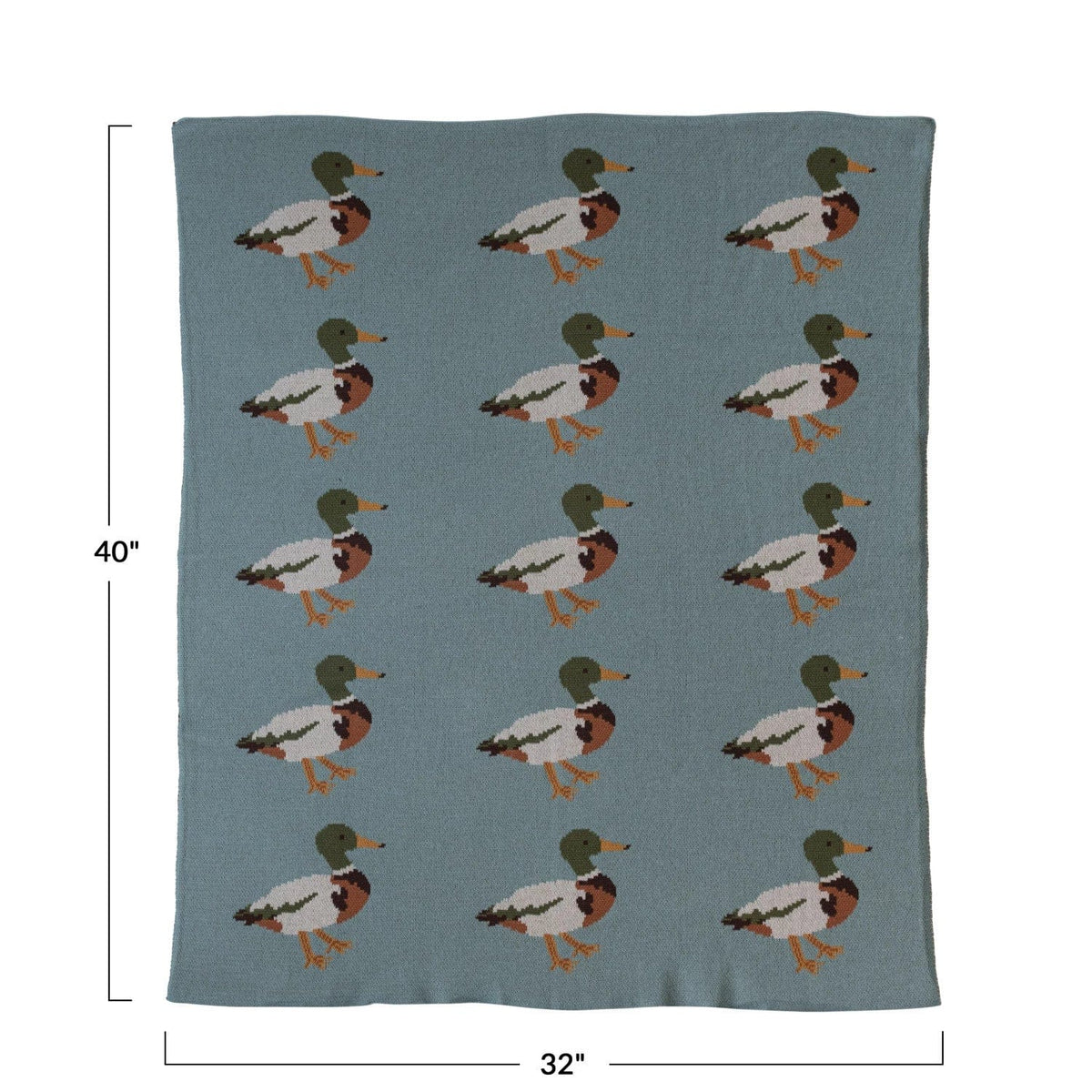 Creative Co-Op Creative Co-op Cotton Knit Baby Blanket with Ducks - Little Miss Muffin Children & Home
