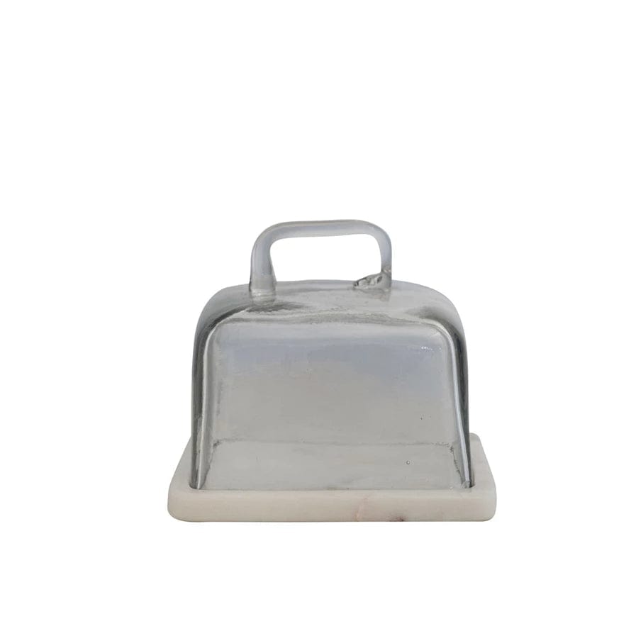 Creative Co-Op Creative Co-op Glass Cloche with White Marble Base & Handle - Little Miss Muffin Children & Home