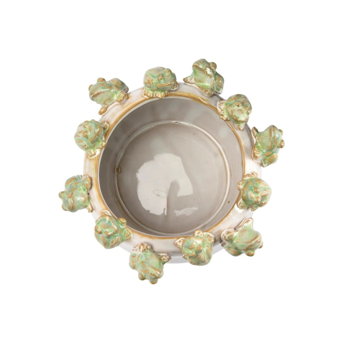 Creative Co-op Stoneware Planter with Frogs on Rim, Reactive Glaze (Each One Will Vary) - Little Miss Muffin Children & Home