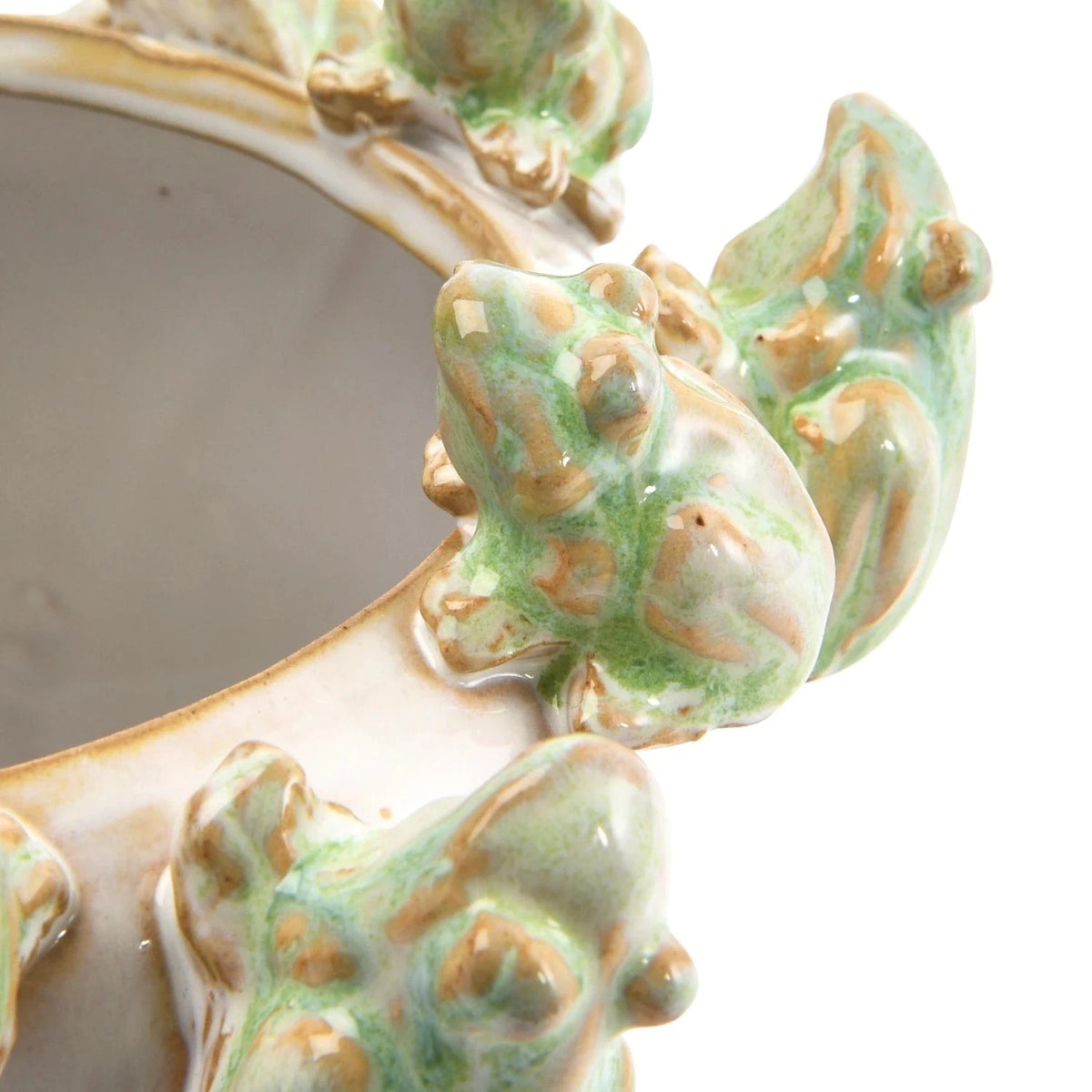 Creative Co-op Stoneware Planter with Frogs on Rim, Reactive Glaze (Each One Will Vary) - Little Miss Muffin Children & Home