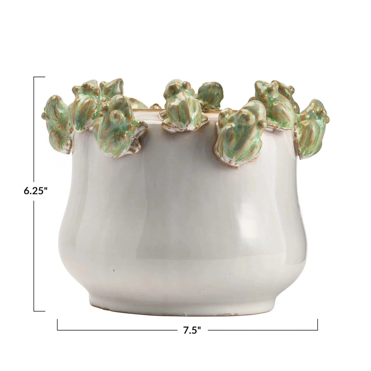 Creative Co-op Stoneware Planter with Frogs on Rim, Reactive Glaze (Each One Will Vary) - Little Miss Muffin Children & Home