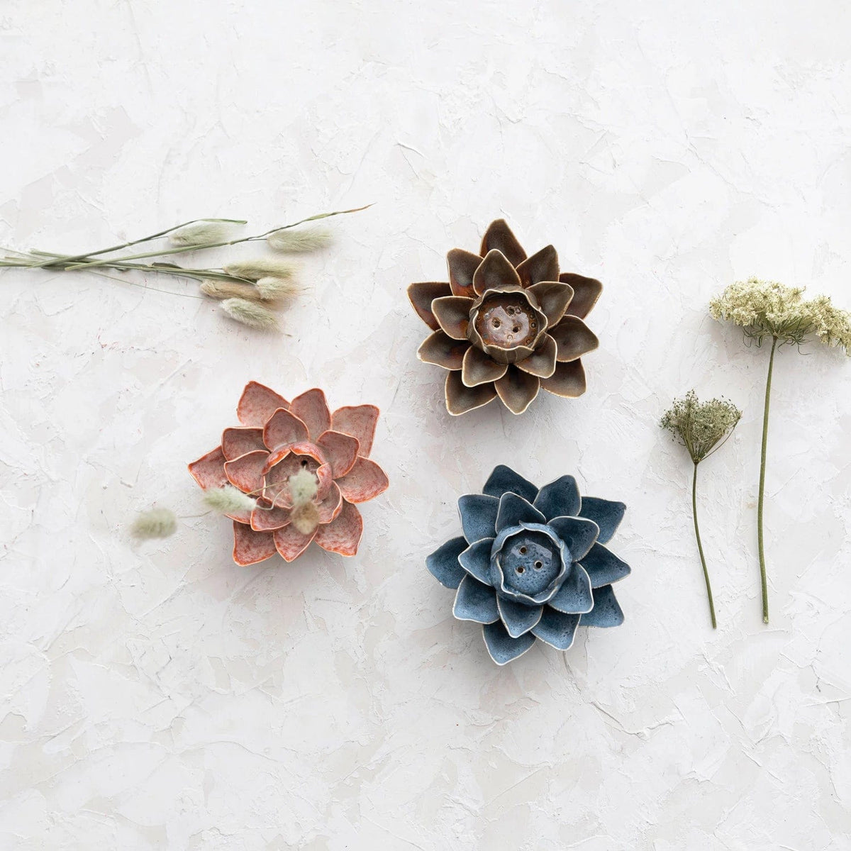 Creative Co-Op Creative Co-op Handmade Stoneware Flower Incense Holder - Little Miss Muffin Children & Home