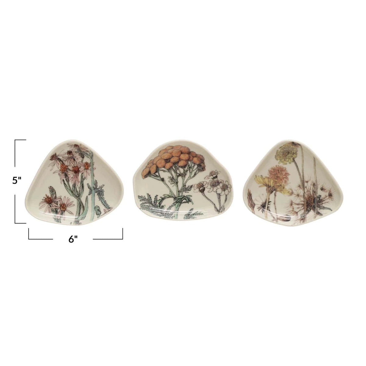 Creative Co-Op Creative Co-op Stoneware Trinket Dish Available in 3 Floral Patterns - Little Miss Muffin Children & Home