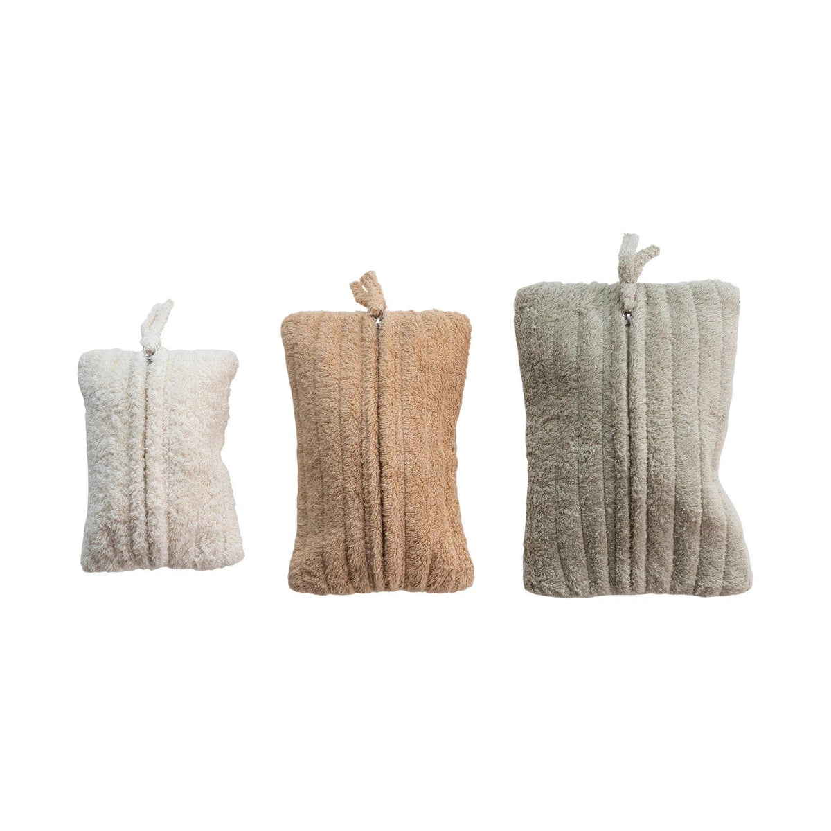 Creative Co-Op Creative Co-op Quilted Cotton Terry Zip Pouches with Cotton Lining - Little Miss Muffin Children & Home
