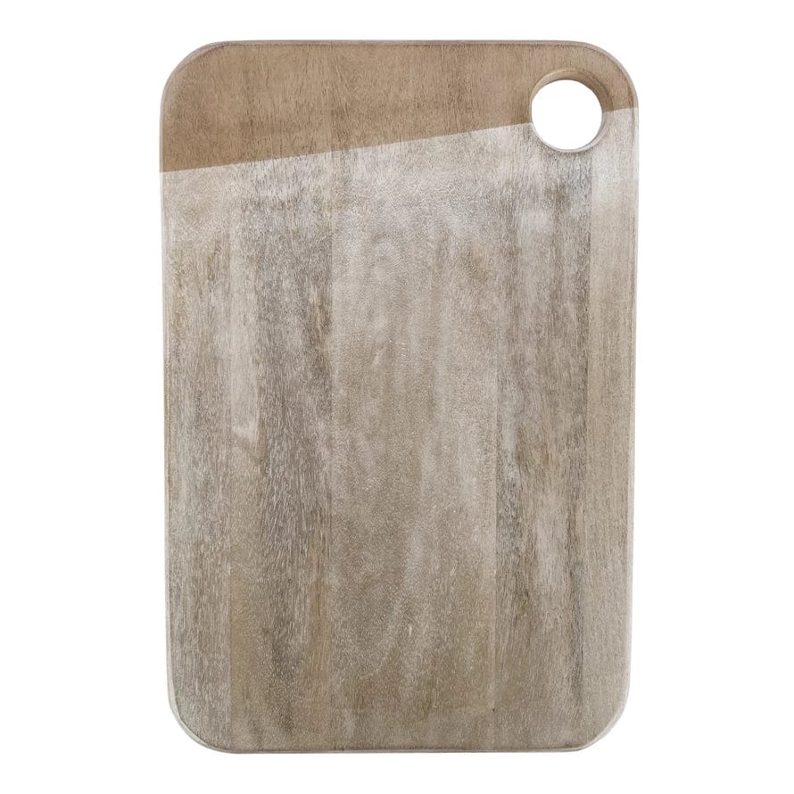 Creative Co-op Creative Co-op Wide Whitewashed Mango Wood Rectangle Cheese/Cutting Board with Handle - Little Miss Muffin Children & Home