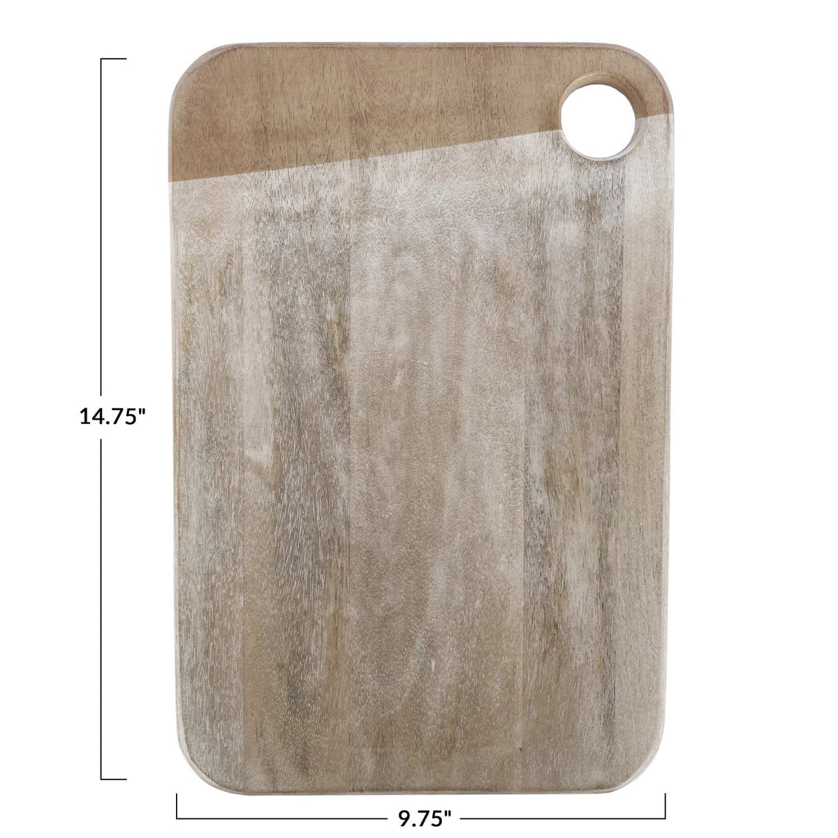 Creative Co-op Creative Co-op Wide Whitewashed Mango Wood Rectangle Cheese/Cutting Board with Handle - Little Miss Muffin Children & Home