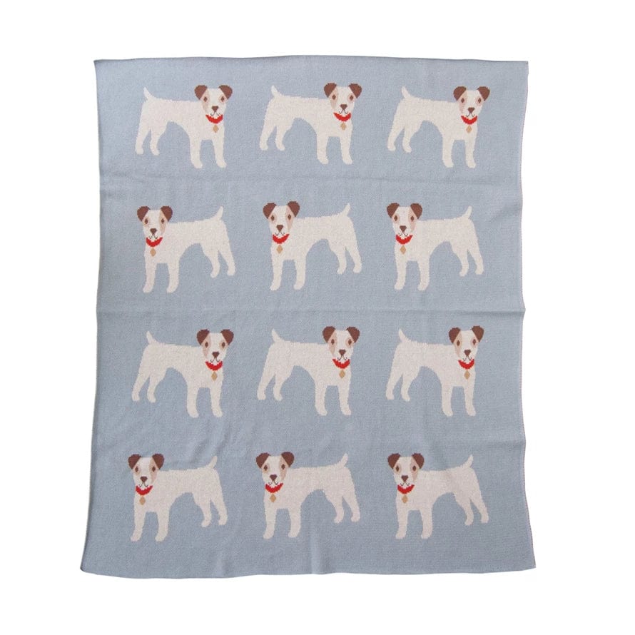 Creative Co-op Creative Co-op 40"L x 32"W Cotton Knit Baby Blanket with Dog Prints - Little Miss Muffin Children & Home