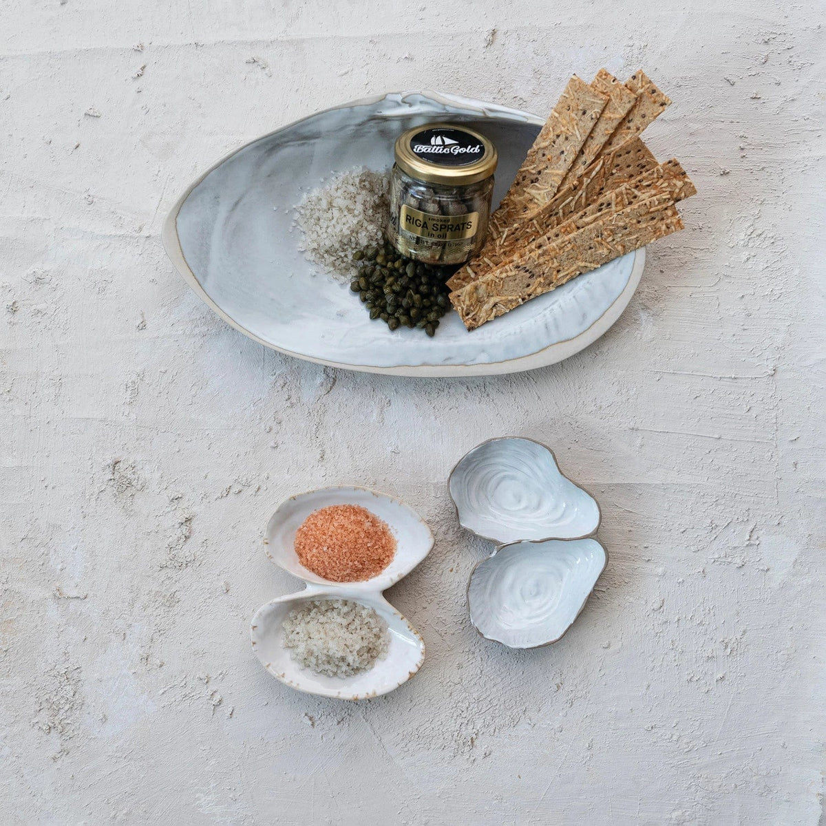 Creative Co-Op Creative Co-op Stoneware Oyster Shell Shaped Dish - Little Miss Muffin Children & Home