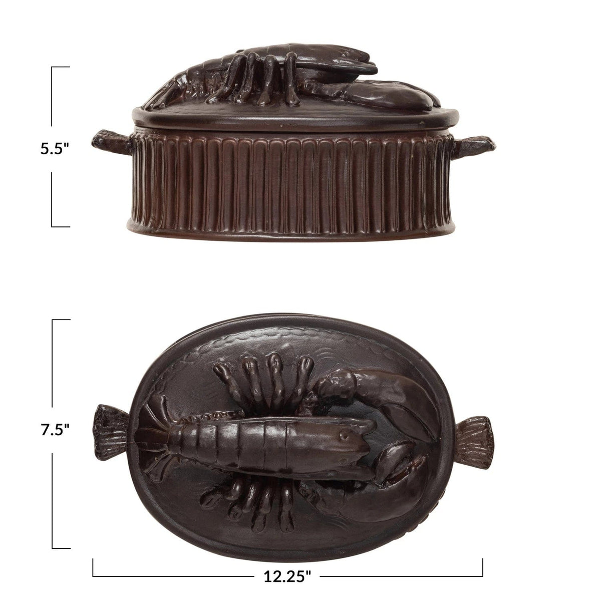 Creative Co-op Creative Co-op Brown Matte 2 Quart Stoneware Baker with Lobster Handle (Each One Will Vary) - Little Miss Muffin Children & Home