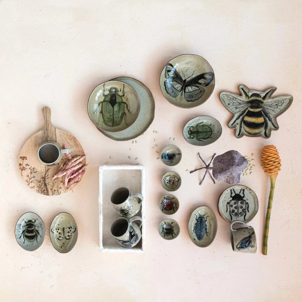 Creative Co-op Stoneware Bee Plate (Each One Will Vary) - Little Miss Muffin Children & Home