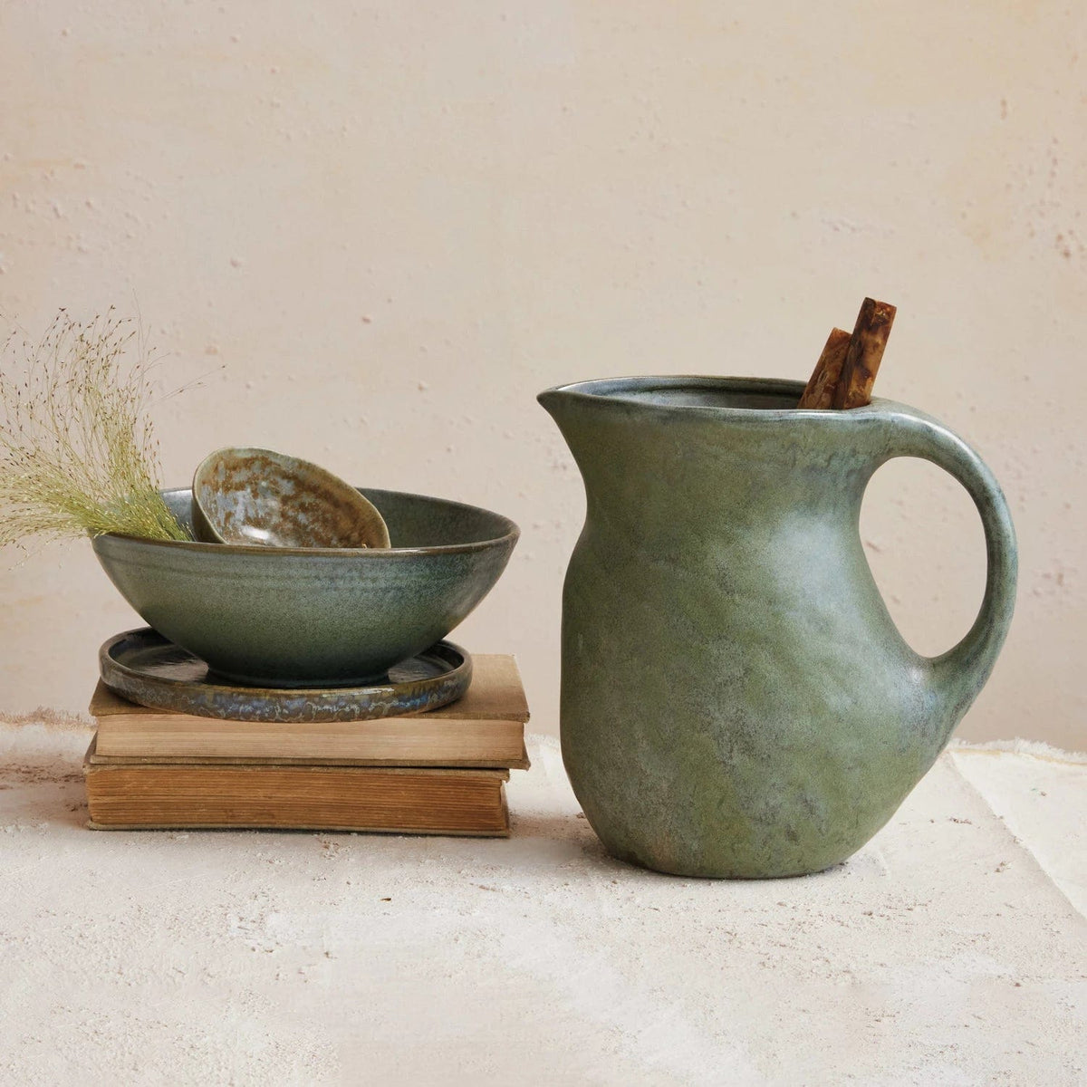 Creative Co-op Creative Co-op 2-1/2 Quart Stoneware Pitcher (Each One Will Vary) - Little Miss Muffin Children & Home