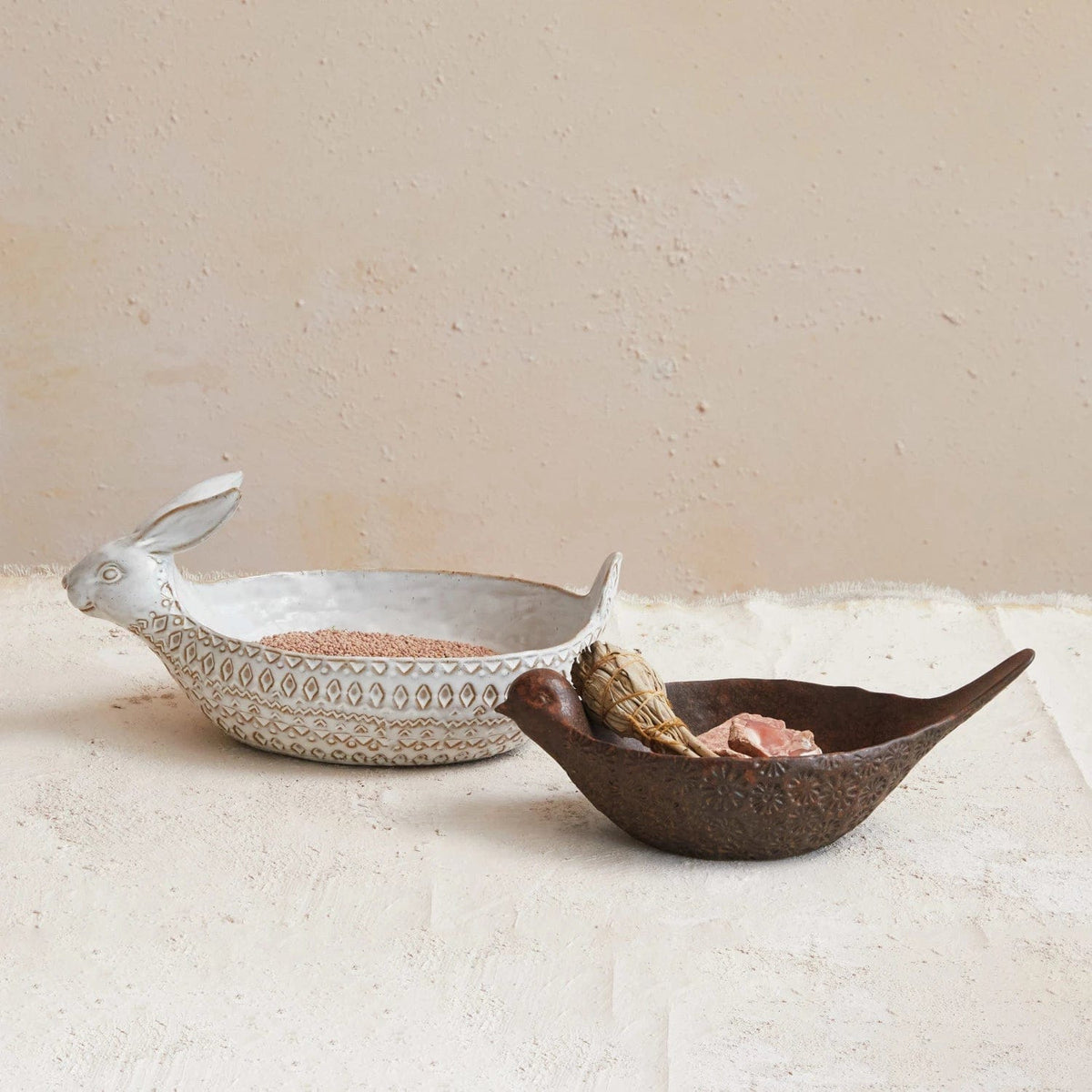 Creative Co-Op Creative Co-op Debossed Stoneware Rabbit Bowl - Little Miss Muffin Children & Home