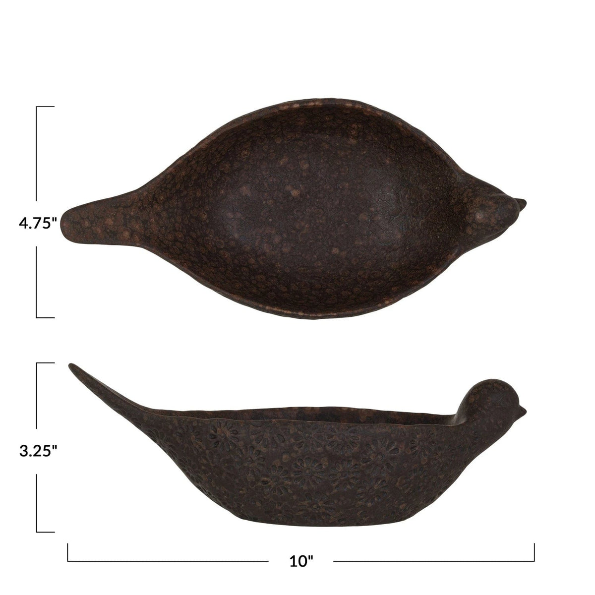 Creative Co-op Creative Co-op Debossed Stoneware Bird Bowl, Brown (Each One Will Vary) - Little Miss Muffin Children & Home