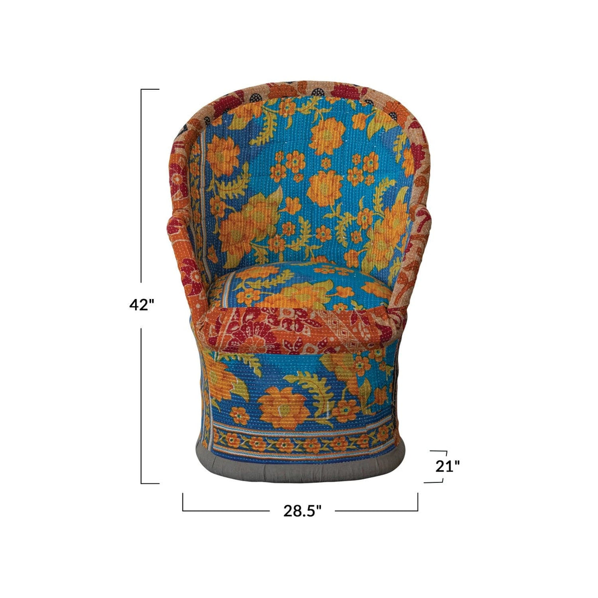 Creative Co-op Creative Co-op Handmade Vintage Cotton Kantha Upholstered Cane Chair (Each Pattern Will Vary) - Little Miss Muffin Children & Home