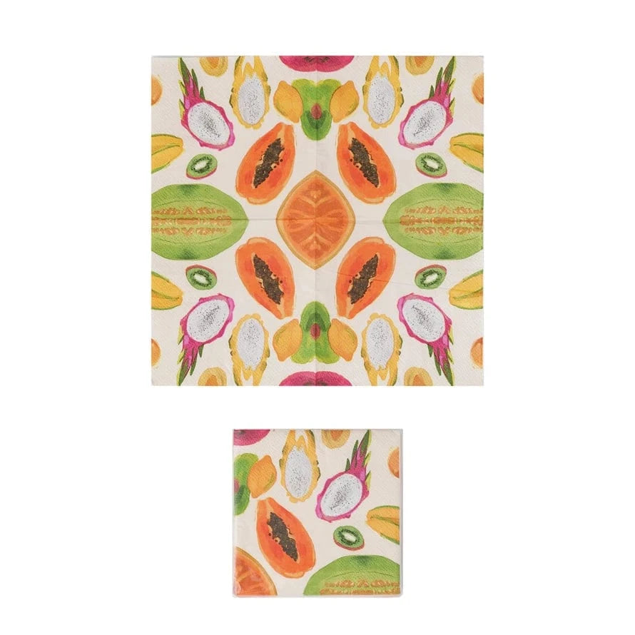 Creative Co-op Paper Cocktail Napkins with Fruit Pattern (50 Pack) - Little Miss Muffin Children & Home