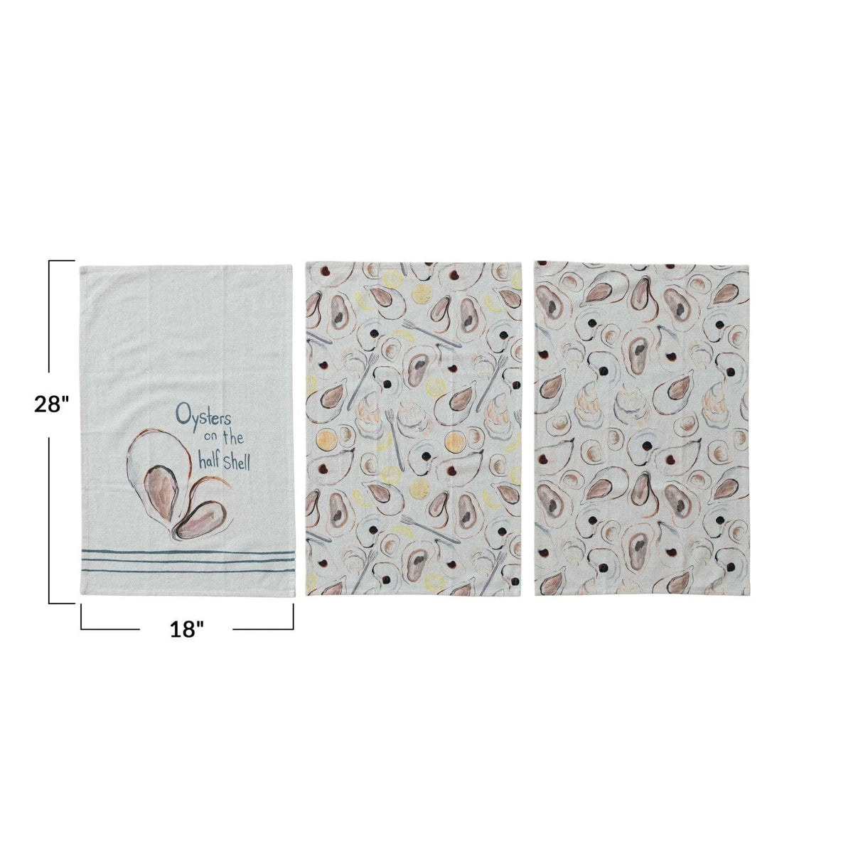 Creative Co-op Cotton & Linen Printed Tea Towel with Oysters Pattern/Saying, 3 Styles - Little Miss Muffin Children & Home