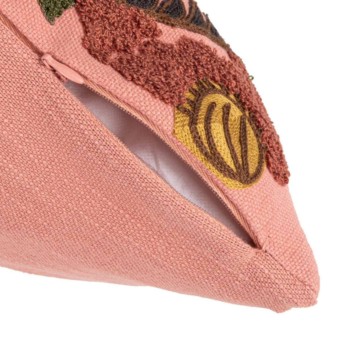 Creative Co-op Creative Co-op 20" Square Cotton Slub Pillow with Embroidered Tiger & Flowers - Little Miss Muffin Children & Home