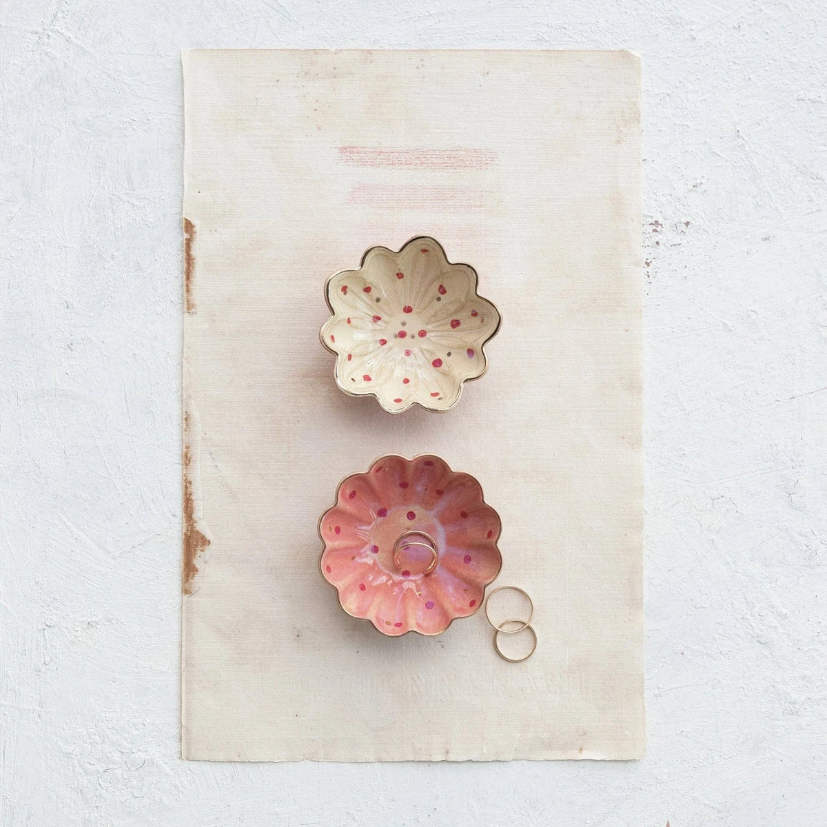 Creative Co-op Decorative Stoneware Dish with Hand-Painted Dots & Electroplating, 2 Colors Available - Little Miss Muffin Children & Home