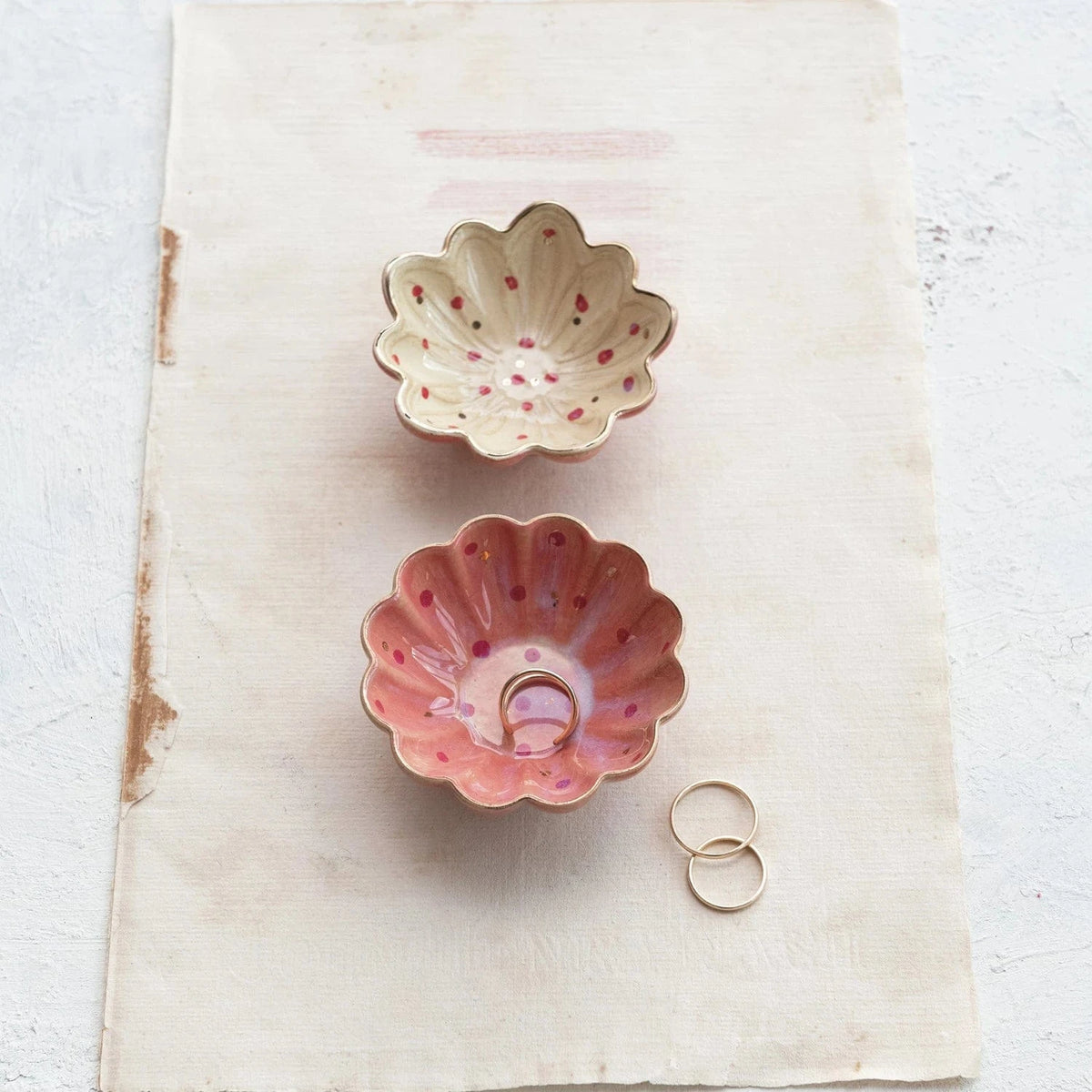 Creative Co-op Decorative Stoneware Dish with Hand-Painted Dots & Electroplating, 2 Colors Available - Little Miss Muffin Children & Home