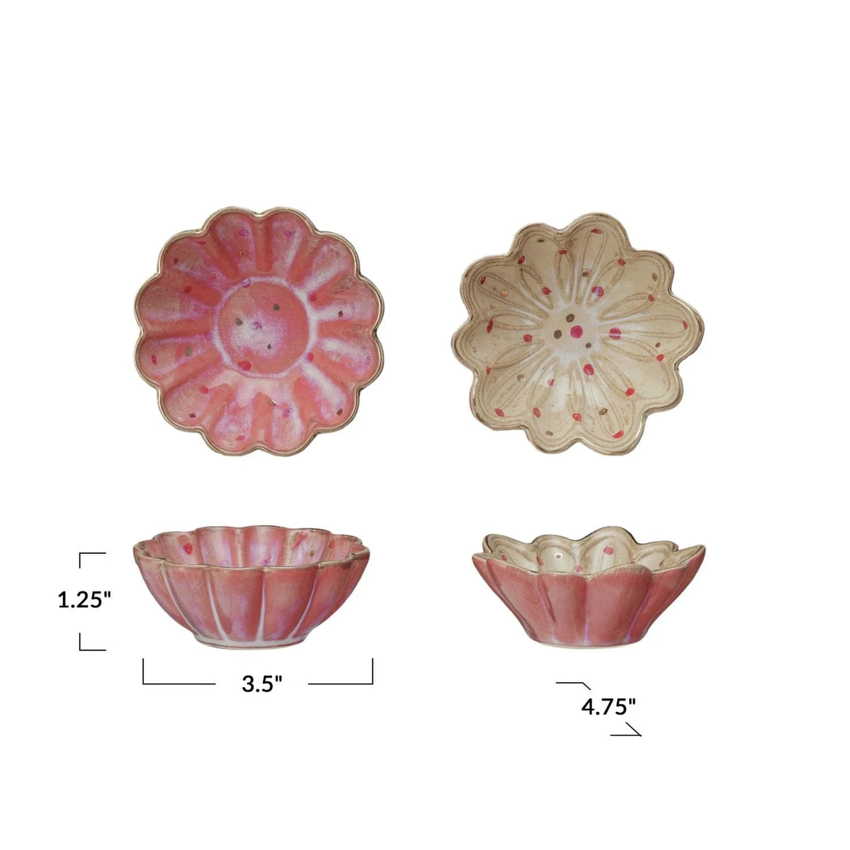 Creative Co-op Decorative Stoneware Dish with Hand-Painted Dots & Electroplating, 2 Colors Available - Little Miss Muffin Children & Home