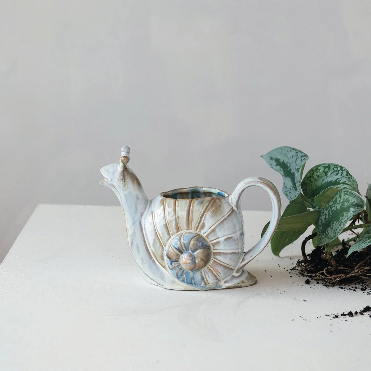 Creative Co-op 24 oz. Stoneware Snail Watering Can (Each One Will Vary) - Little Miss Muffin Children & Home
