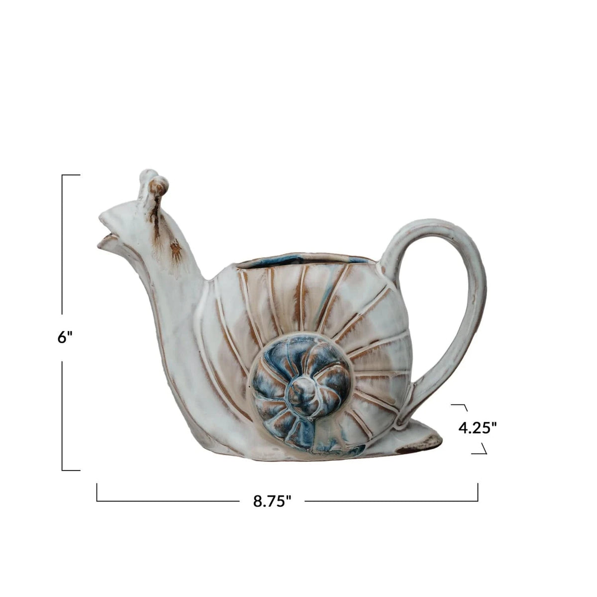 Creative Co-op 24 oz. Stoneware Snail Watering Can (Each One Will Vary) - Little Miss Muffin Children & Home