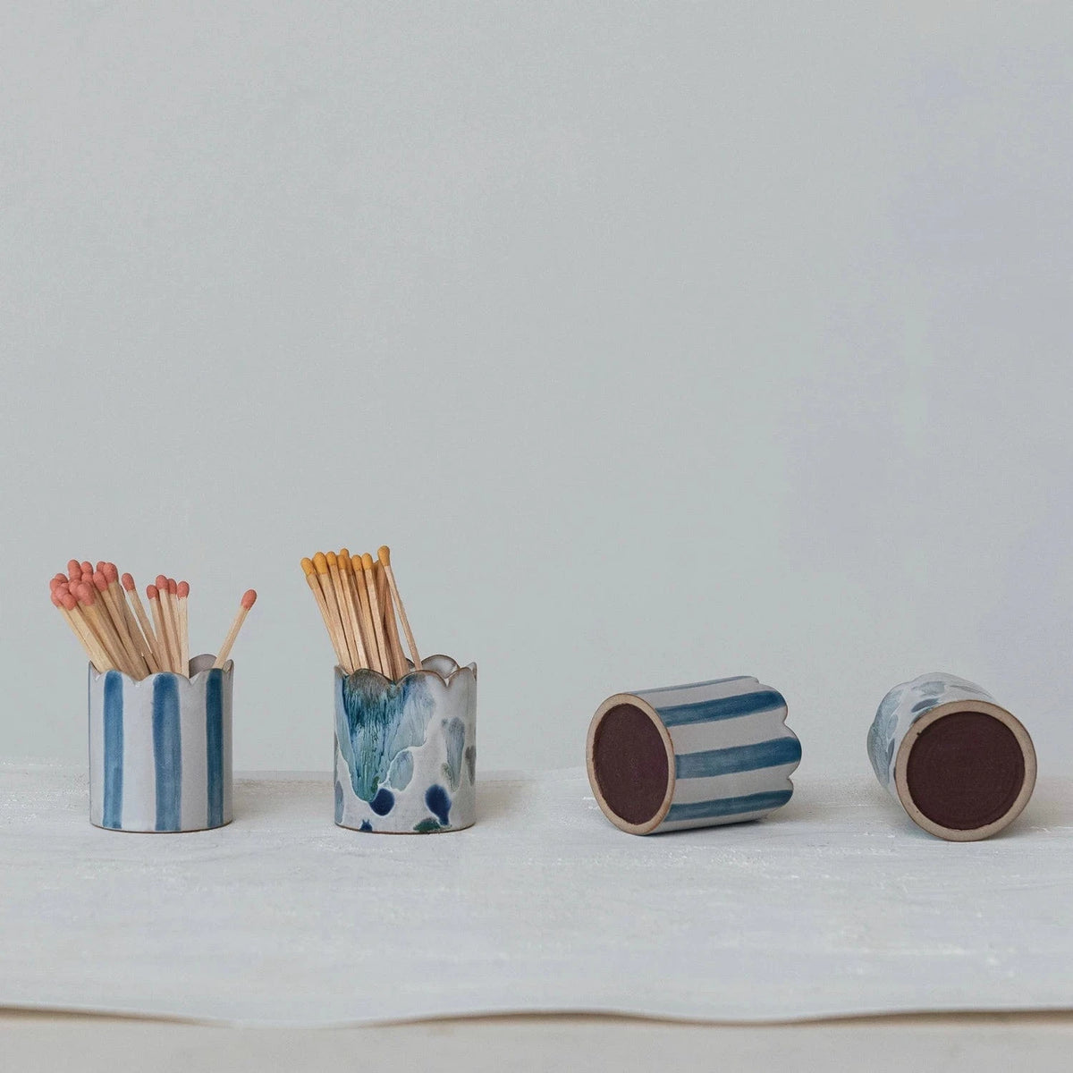 Creative Co-op Stoneware Matchstick Holder with Striker, 2 Styles (Each One Will Vary) - Little Miss Muffin Children & Home