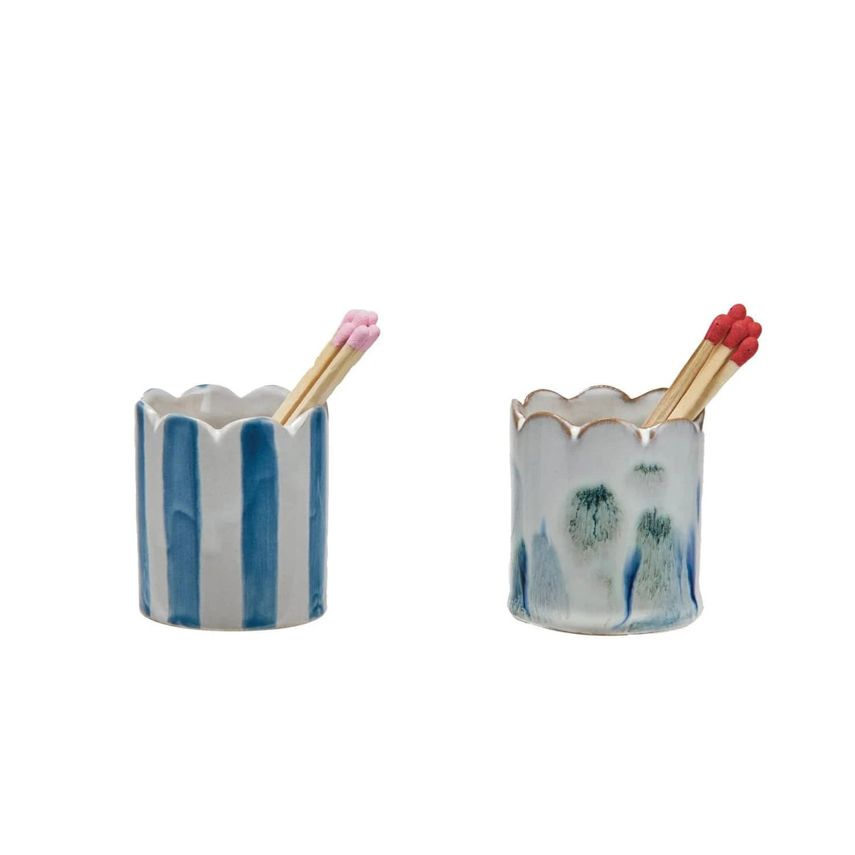 Creative Co-op Stoneware Matchstick Holder with Striker, 2 Styles (Each One Will Vary) - Little Miss Muffin Children & Home