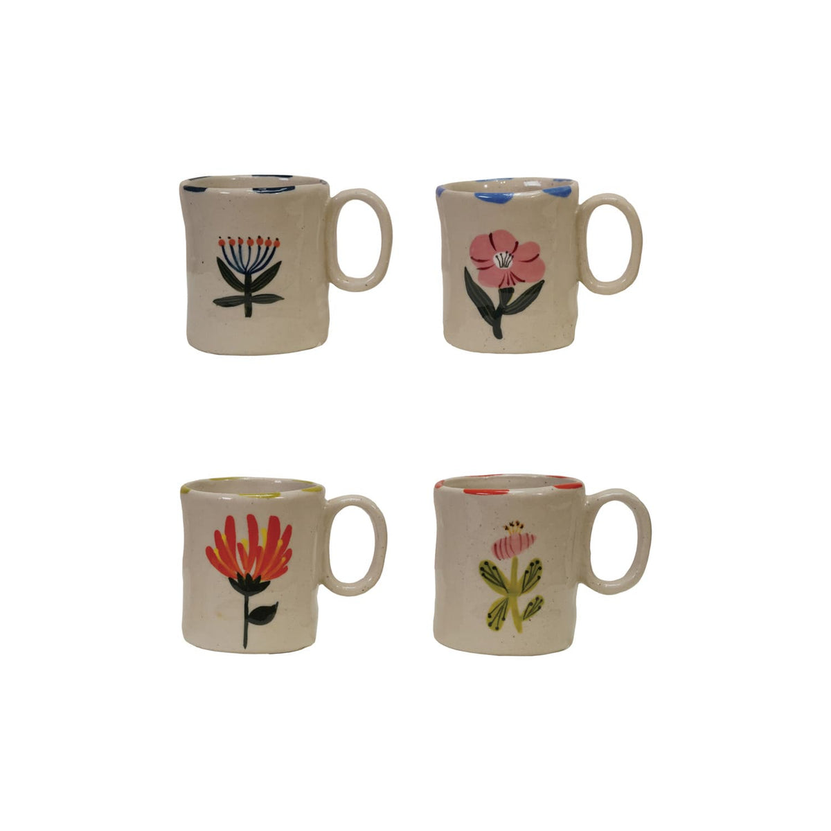 Hand-Painted Stoneware 5oz Mug, 4 Styles Available