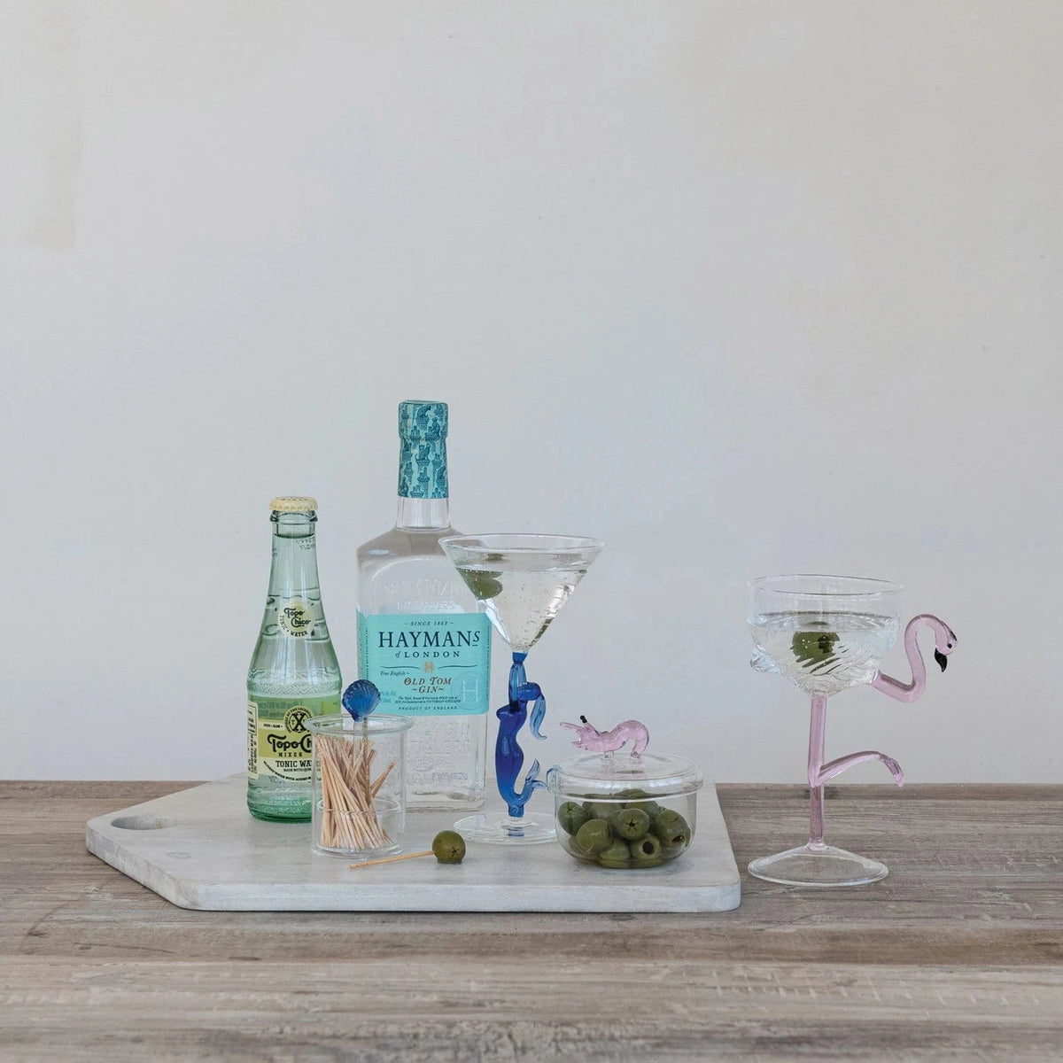 Creative Co-op 8 oz. Hand-Blown Stemmed Flamingo Wine Glass, Pink & Black - Little Miss Muffin Children & Home