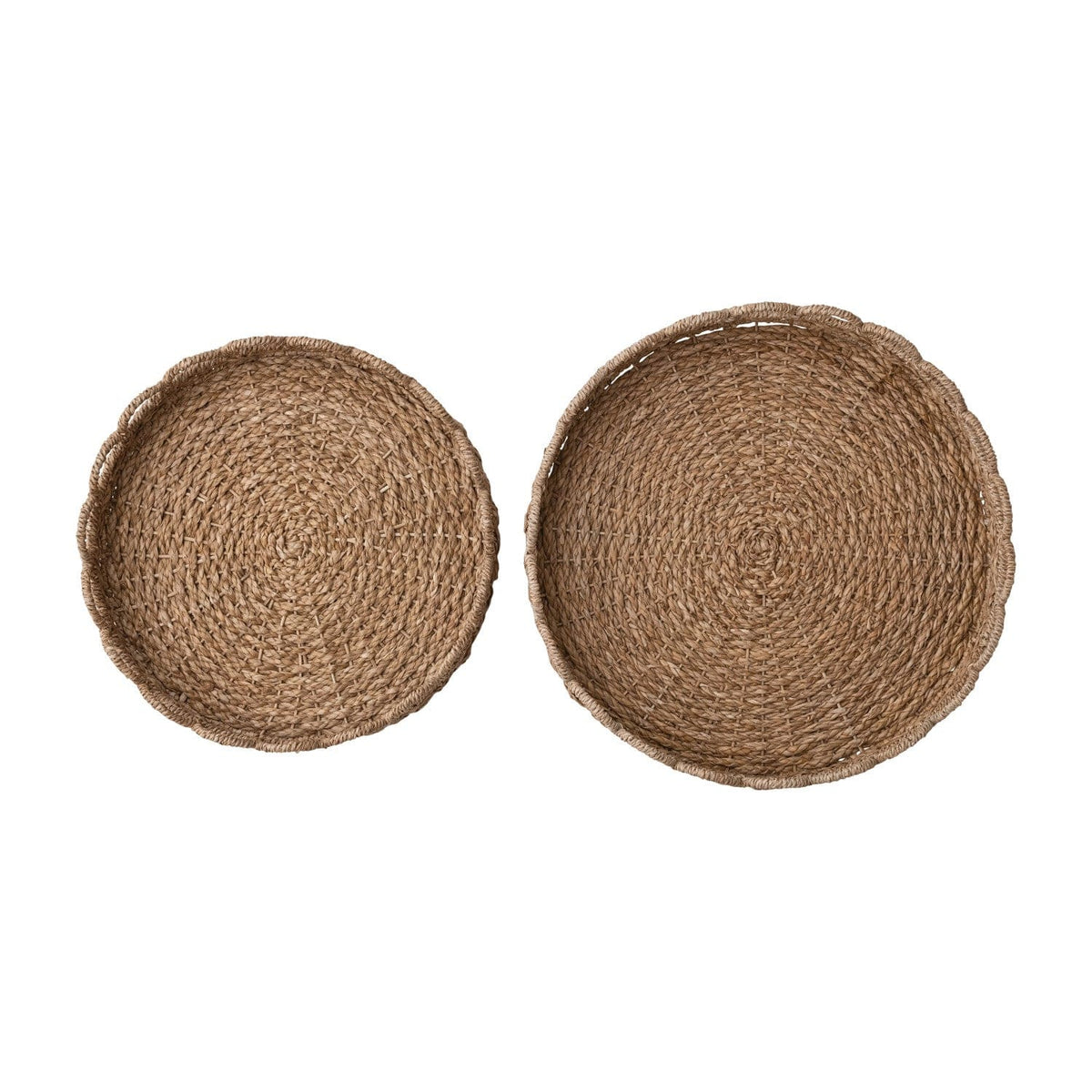 Decorative Seagrass Tray with Scalloped Edges, 2 Available Sizes