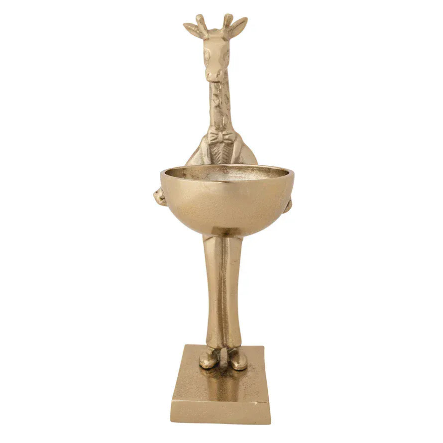 Creative Co-op Cast Aluminum Giraffe with Bowl, Gold Finish - Little Miss Muffin Children & Home