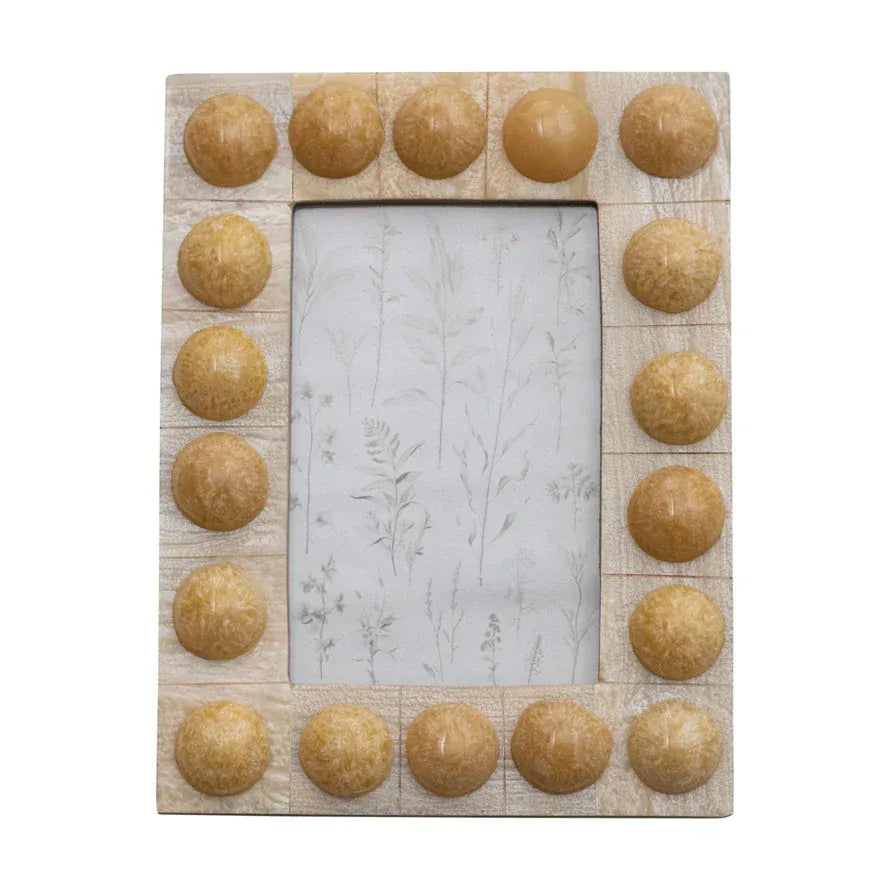 Cream Handmade Marbled Resin Bobbin Photo Frame