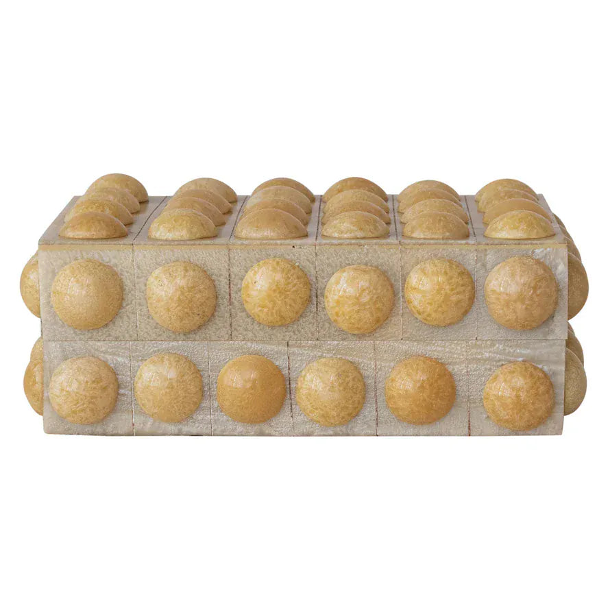 Cream Handmade Marbled Resin Bobbin Box